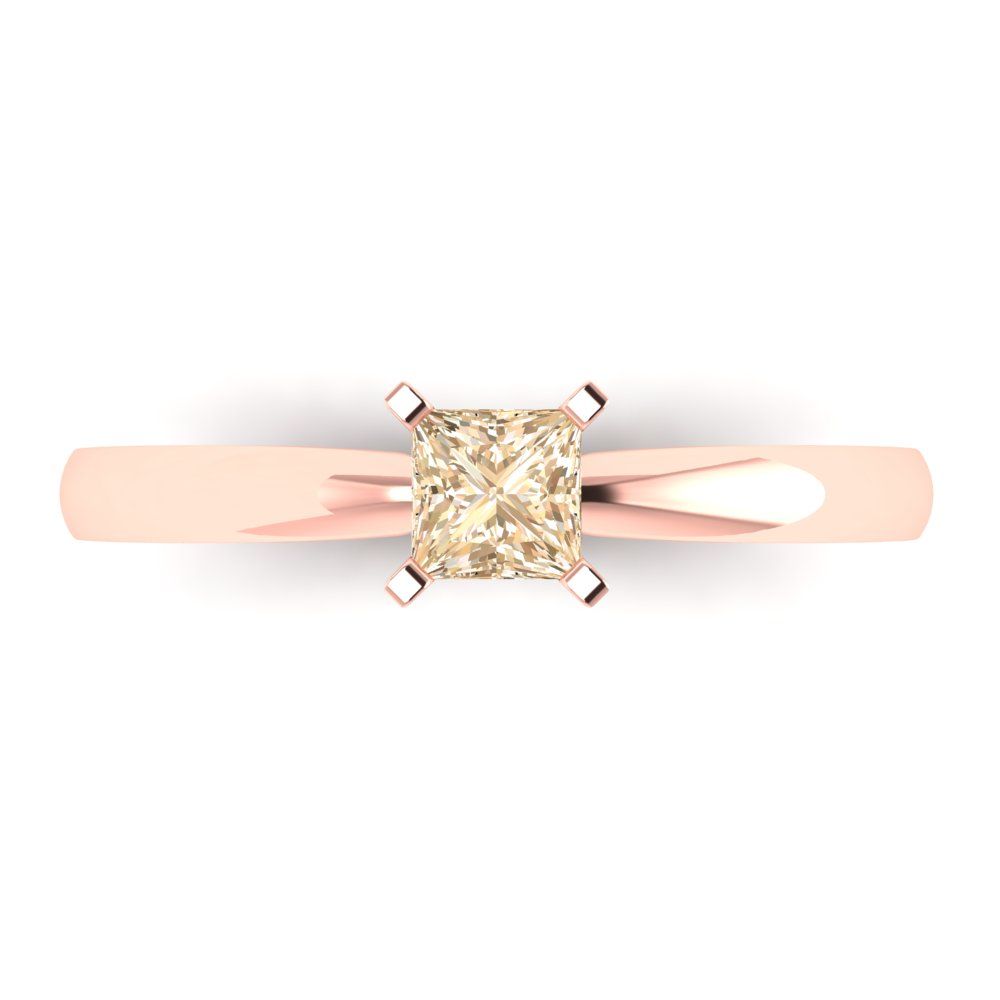 0.5 cttw Natural Morganite Solitaire  Engagement Ring - Solid Gold (Princess Cut,4.5mm)