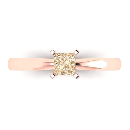 0.5 cttw Natural Morganite Solitaire  Engagement Ring - Solid Gold (Princess Cut,4.5mm)