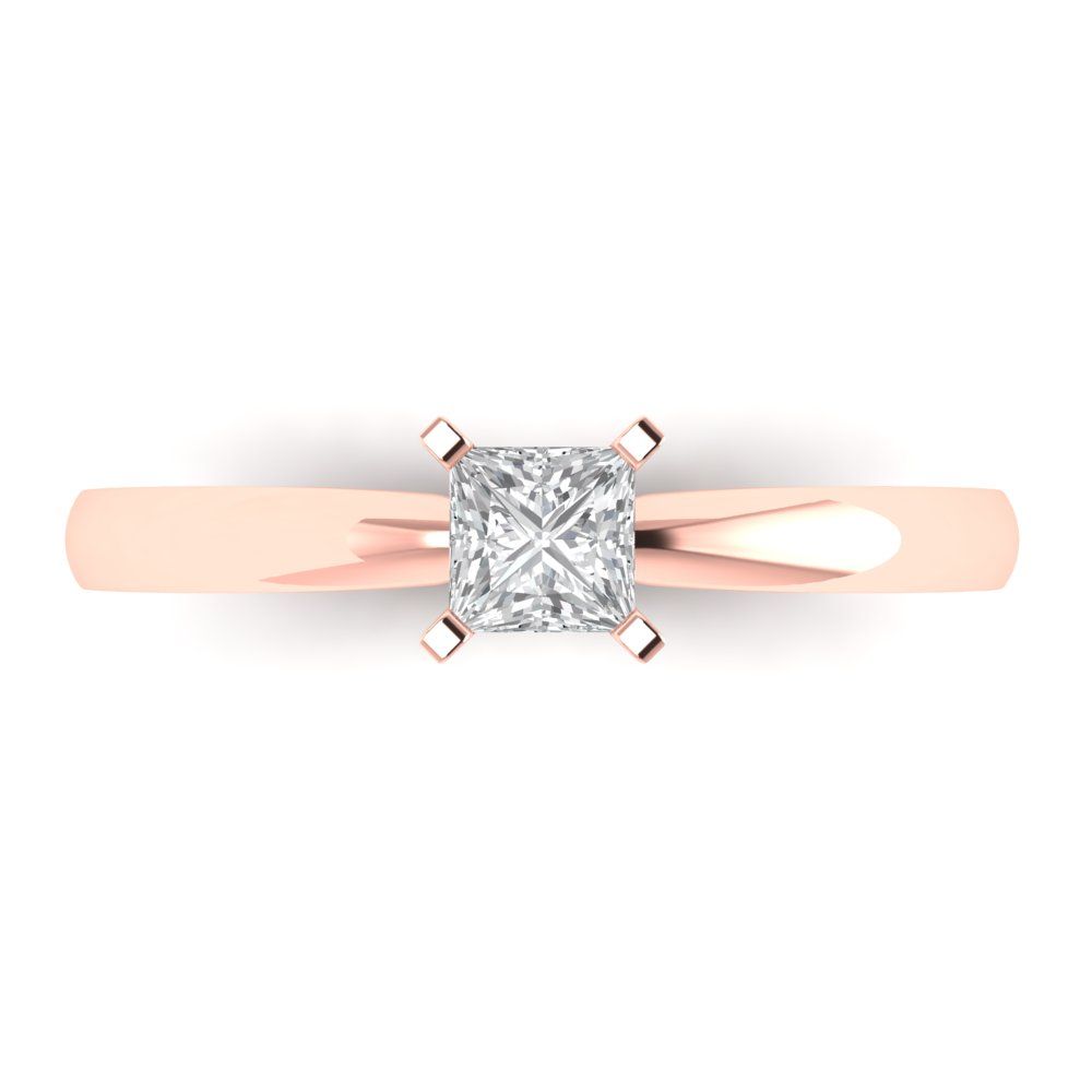0.5 cttw Moissanite Solitaire  Engagement Ring - Solid Rose Gold (VVS1, Princess Cut,4.5mm)