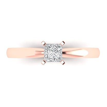 0.5 cttw Moissanite Solitaire  Engagement Ring - Solid Rose Gold (VVS1, Princess Cut,4.5mm)