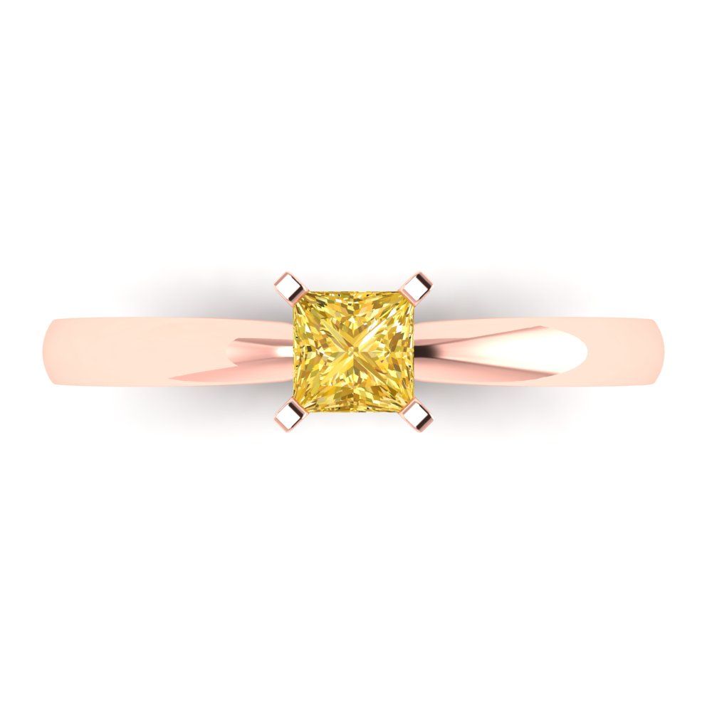 0.5 cttw Natural Citrine Solitaire  Engagement Ring - Solid Gold (Princess Cut,4.5mm)