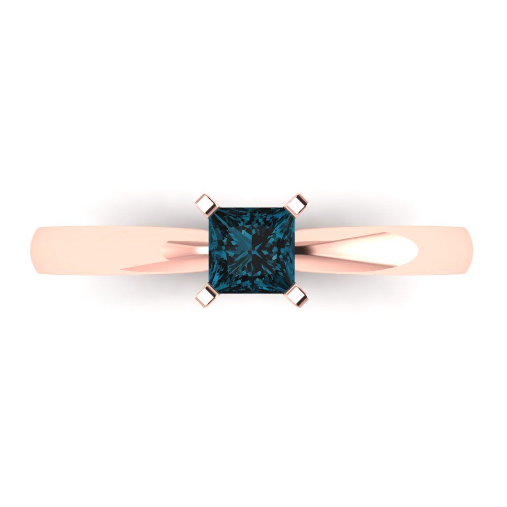 0.5 cttw Natural London Blue Topaz Solitaire  Engagement Ring - Solid Gold (Princess Cut,4.5mm)