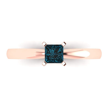0.5 cttw Natural London Blue Topaz Solitaire  Engagement Ring - Solid Gold (Princess Cut,4.5mm)