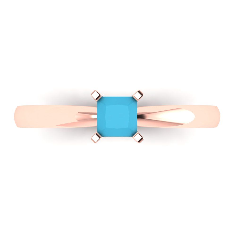 0.5 cttw Simulated Turquoise Solitaire  Engagement Ring - Solid Gold (Princess Cut,4.5mm)
