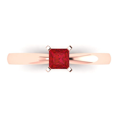 0.5 cttw Simulated Pink Tourmaline Solitaire  Engagement Ring - Solid Gold (Princess Cut,4.5mm)