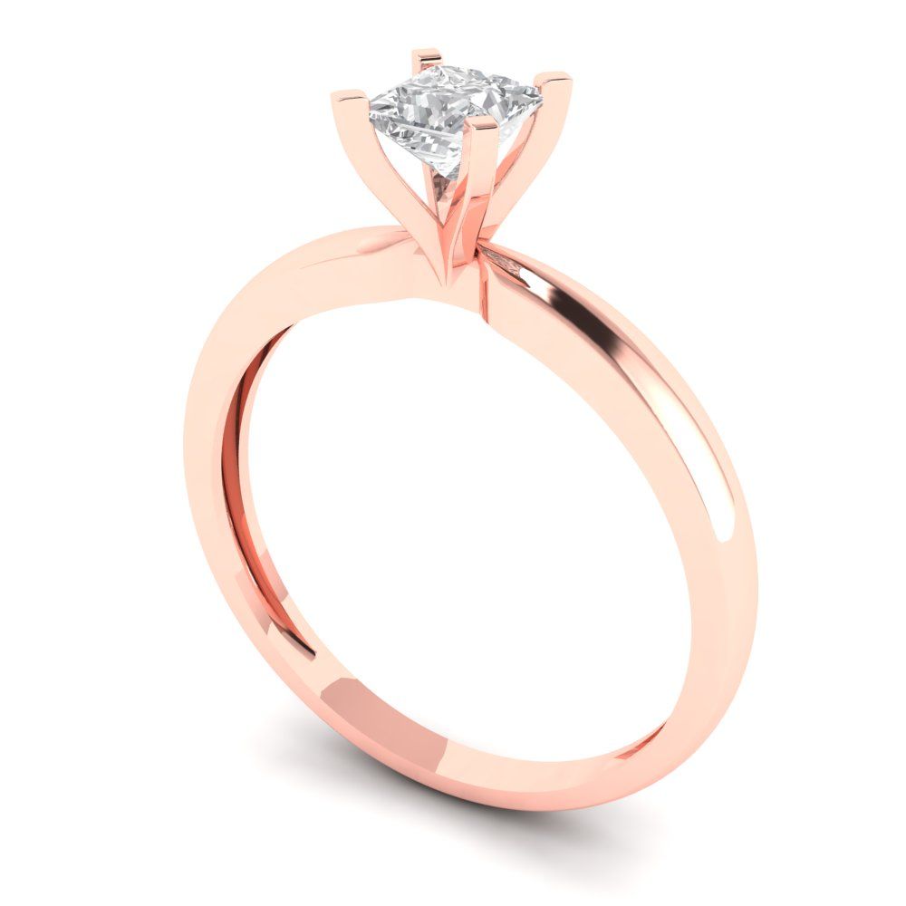 0.5 cttw Zirconia Simulated Diamond Solitaire  Engagement Ring - Solid Gold (VVS1, Princess Cut,4.5mm)