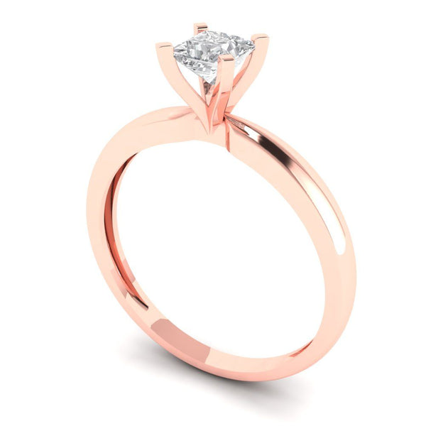 0.5 ct Brilliant Princess Cut Clear Simulated Diamond Stone Rose Gold Solitaire Ring