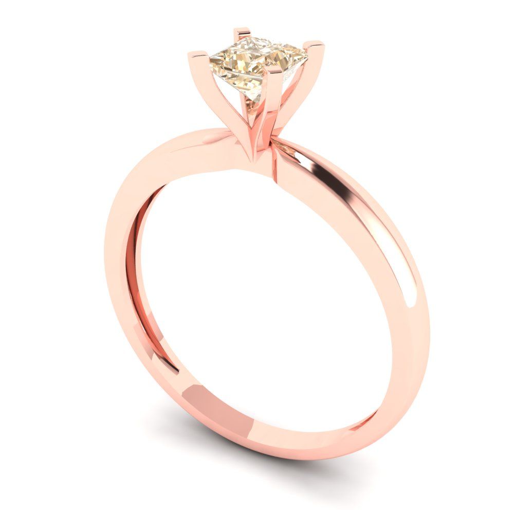 0.5 cttw Natural Morganite Solitaire  Engagement Ring - Solid Gold (Princess Cut,4.5mm)