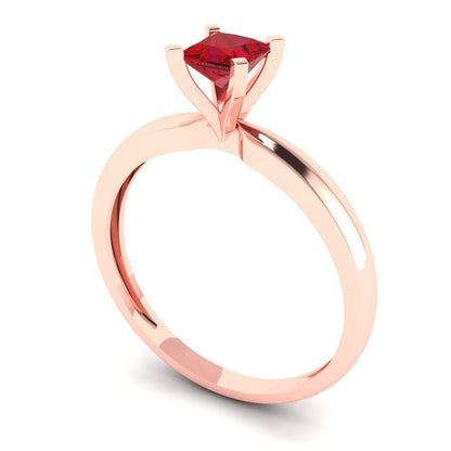 0.5 cttw Simulated Pink Tourmaline Solitaire  Engagement Ring - Solid Gold (Princess Cut,4.5mm)