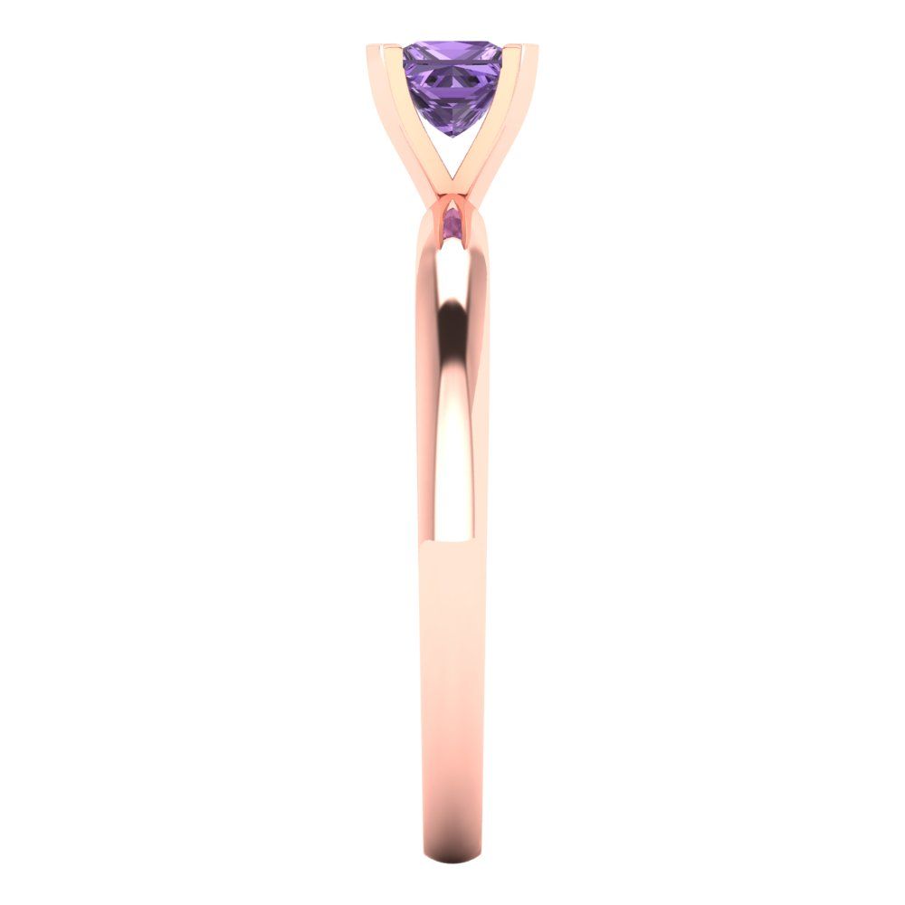 0.5 cttw Simulated Alexandrite Solitaire  Engagement Ring - Solid Gold (Princess Cut,4.5mm)