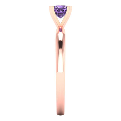 0.5 cttw Simulated Alexandrite Solitaire  Engagement Ring - Solid Gold (Princess Cut,4.5mm)