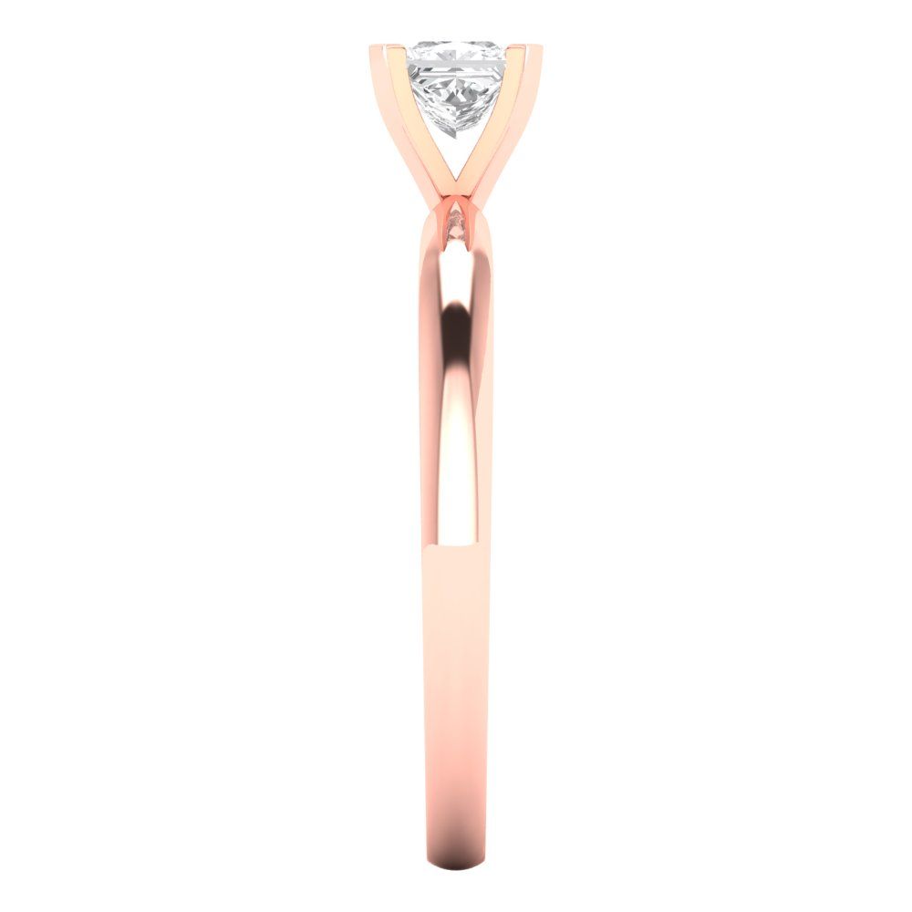 0.5 cttw Moissanite Solitaire  Engagement Ring - Solid Rose Gold (VVS1, Princess Cut,4.5mm)