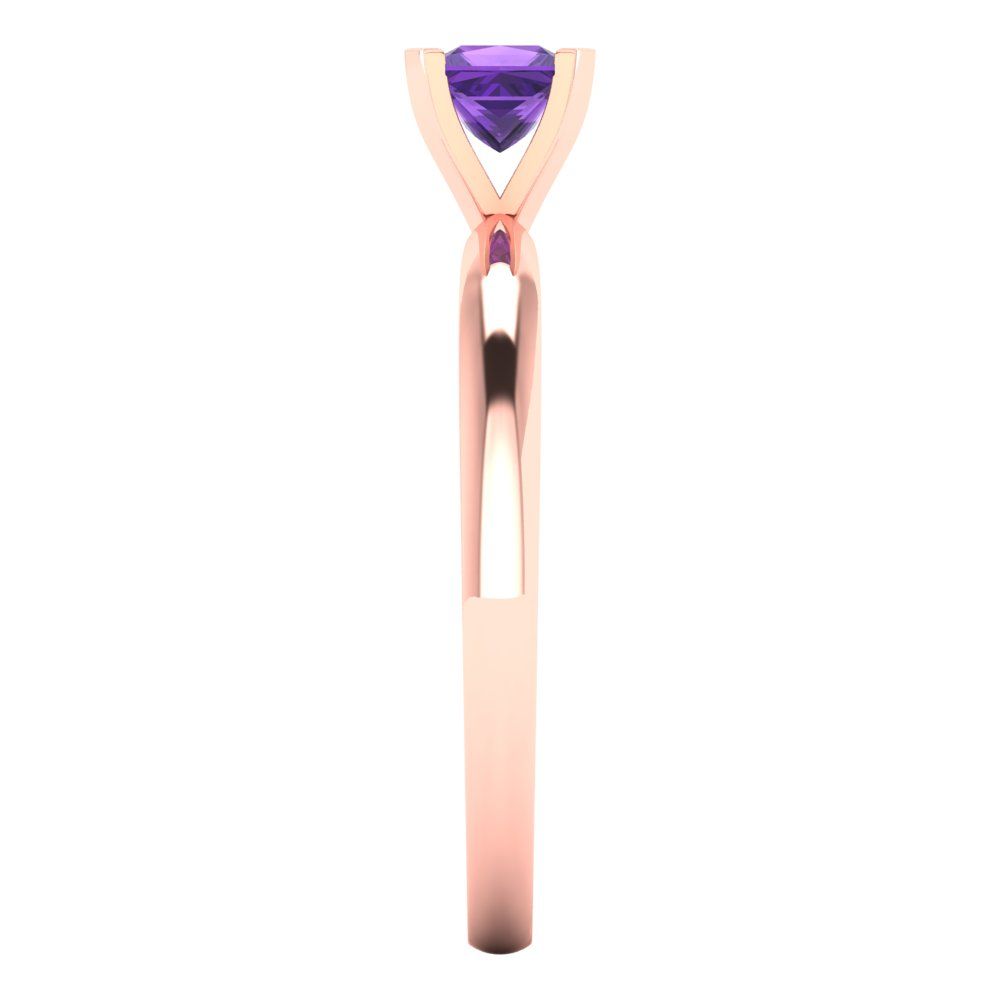 0.5 cttw Natural Amethyst Solitaire  Engagement Ring - Solid Gold (Princess Cut,4.5mm)