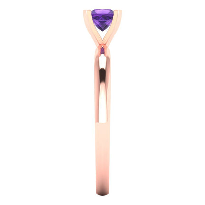 0.5 cttw Natural Amethyst Solitaire  Engagement Ring - Solid Gold (Princess Cut,4.5mm)