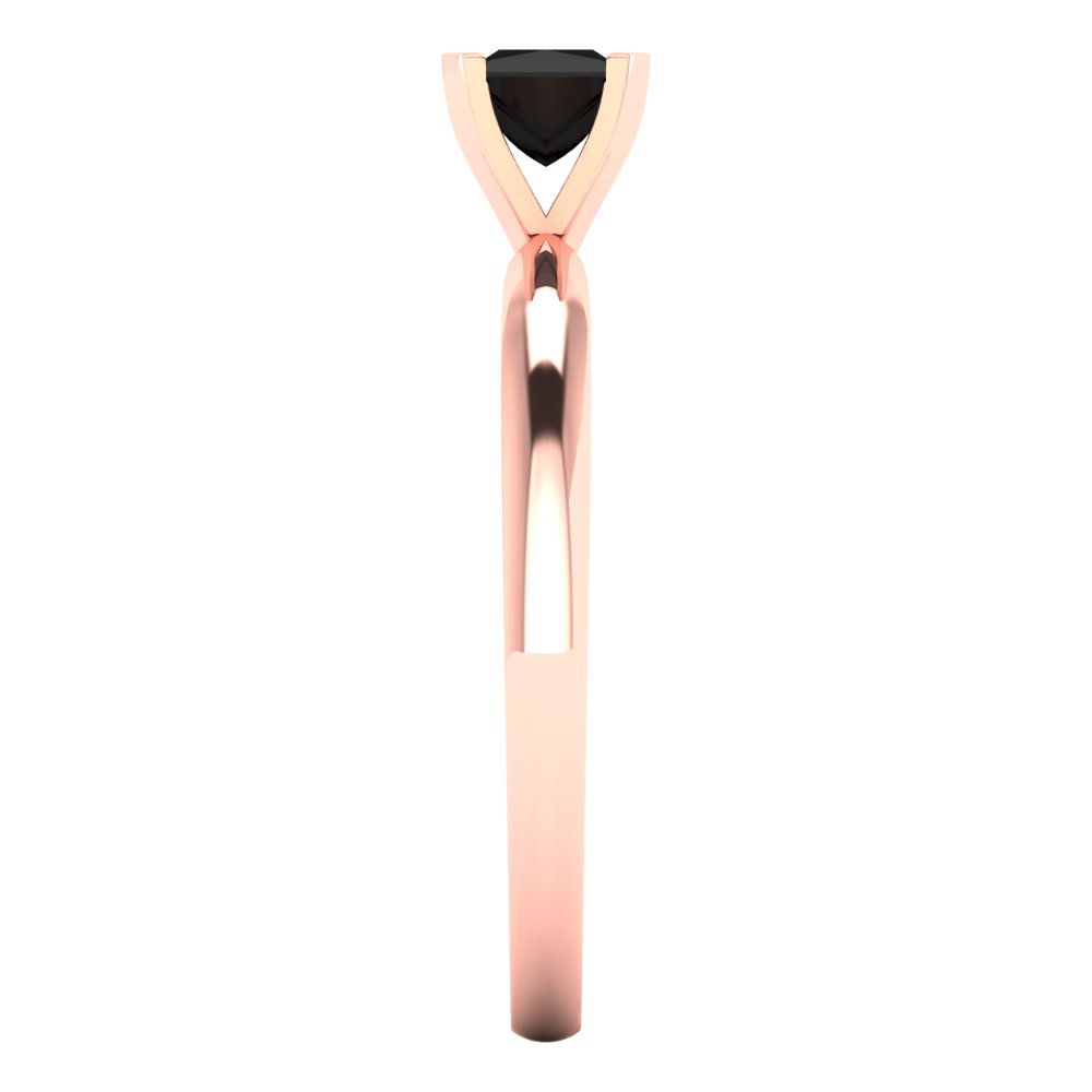 0.5 cttw Natural Onyx Solitaire  Engagement Ring - Solid Rose Gold (VVS1, Princess Cut,4.5mm)