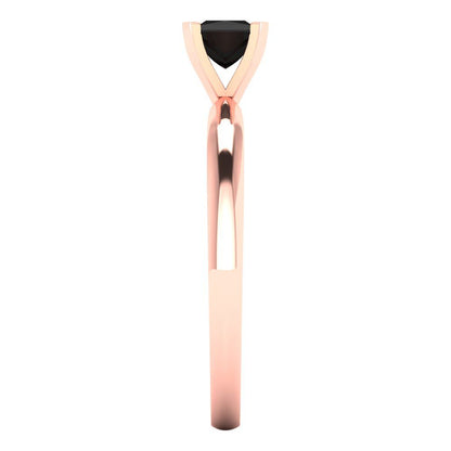 0.5 cttw Natural Onyx Solitaire  Engagement Ring - Solid Rose Gold (VVS1, Princess Cut,4.5mm)