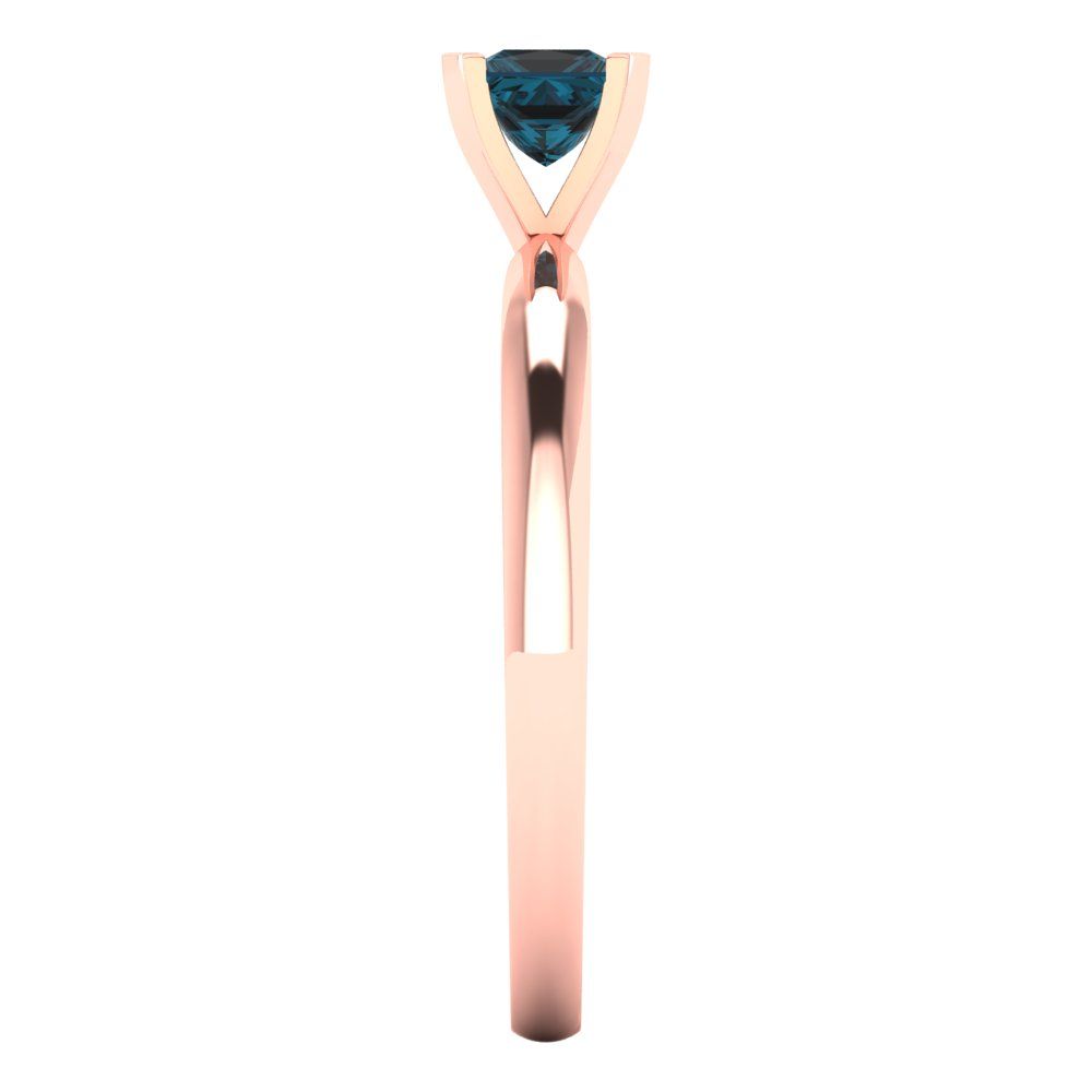 0.5 cttw Natural London Blue Topaz Solitaire  Engagement Ring - Solid Gold (Princess Cut,4.5mm)