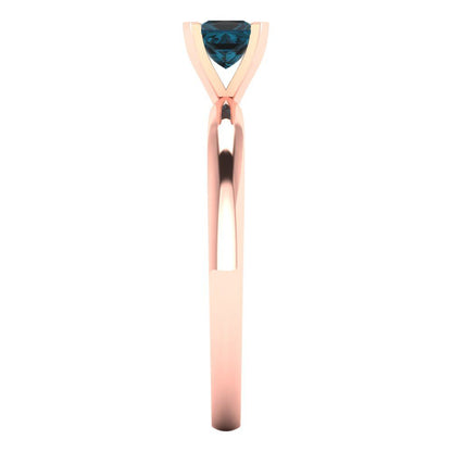 0.5 cttw Natural London Blue Topaz Solitaire  Engagement Ring - Solid Gold (Princess Cut,4.5mm)