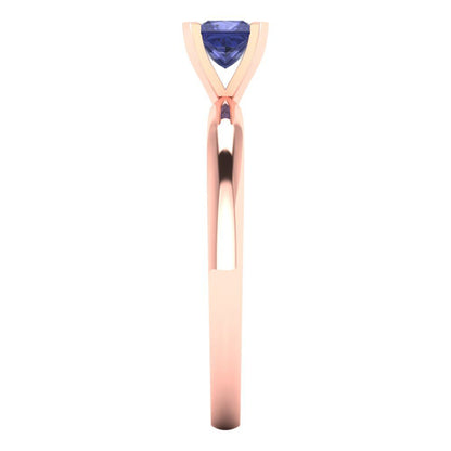 0.5 cttw Simulated Tanzanite Solitaire  Engagement Ring - Solid Gold (Princess Cut,4.5mm)