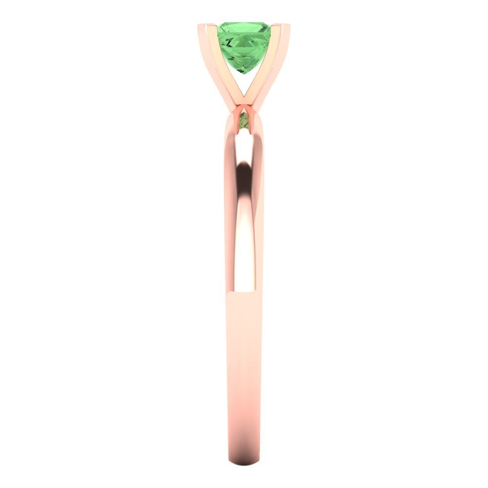 0.5 cttw Zirconia Simulated Green Diamond Solitaire  Engagement Ring - Solid Rose Gold (VVS1, Princess Cut,4.5mm)