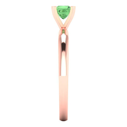 0.5 cttw Zirconia Simulated Green Diamond Solitaire  Engagement Ring - Solid Rose Gold (VVS1, Princess Cut,4.5mm)