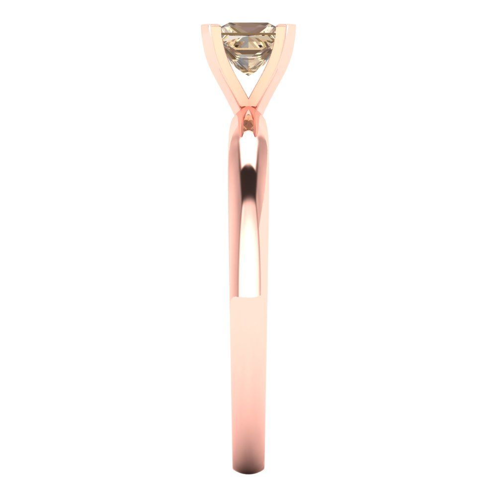 0.5 cttw Yellow Moissanite Solitaire  Engagement Ring - Solid Rose Gold (VVS1, Princess Cut,4.5mm)