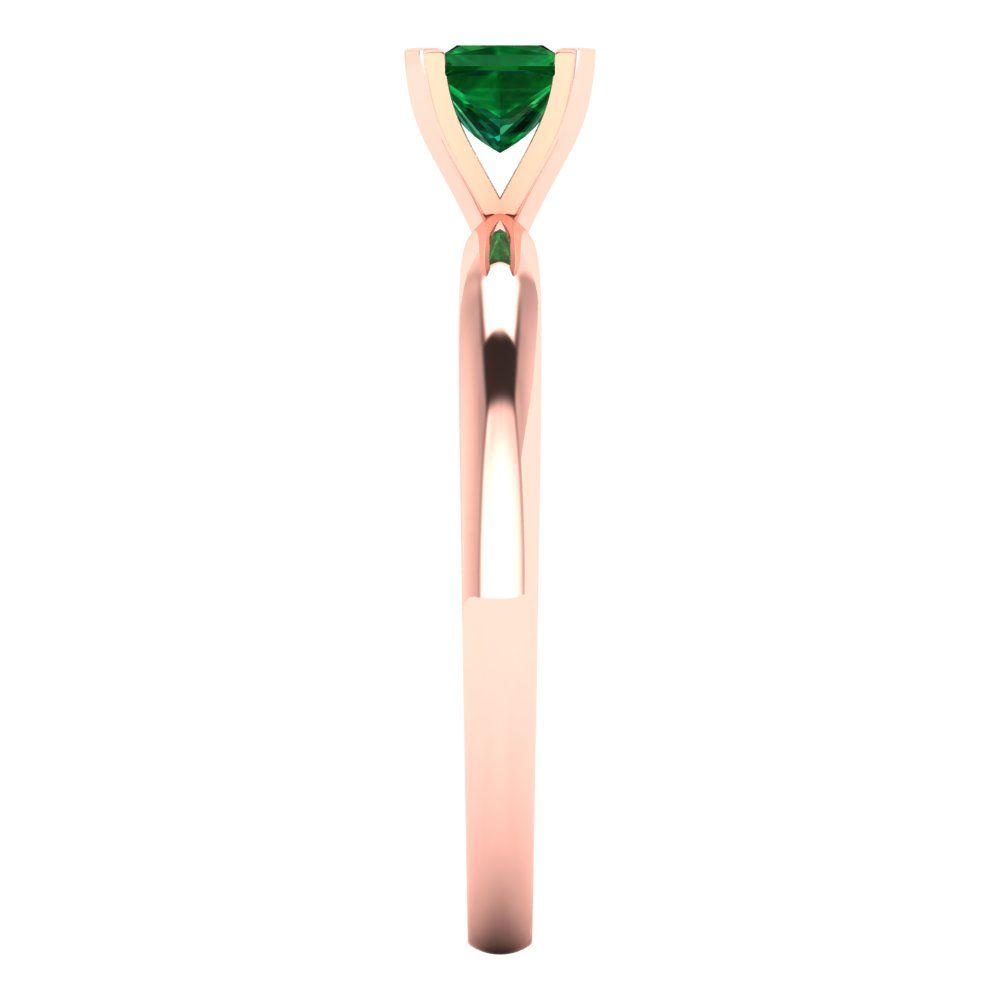 0.5 cttw Simulated Emerald Solitaire  Engagement Ring - Solid Gold (Princess Cut,4.5mm)