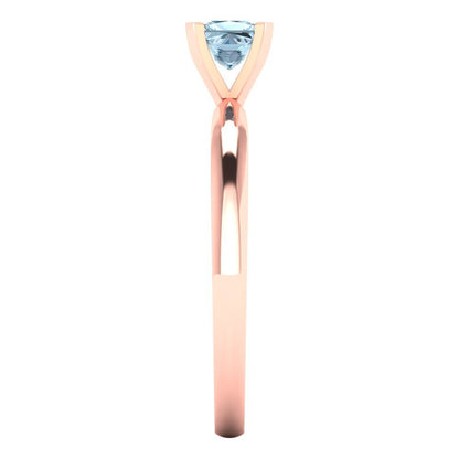 0.5 cttw Natural Aquamarine Solitaire  Engagement Ring - Solid Rose Gold (VVS1, Princess Cut,4.5mm)