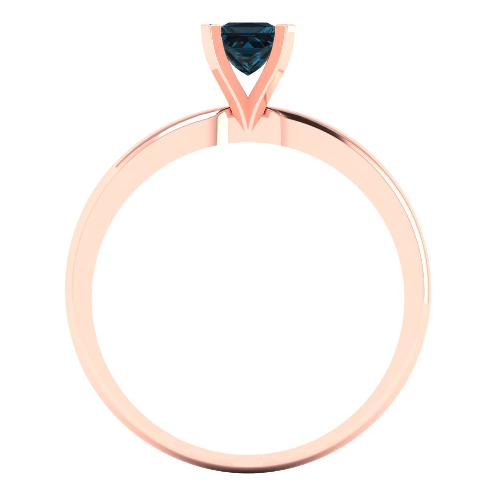 0.5 cttw Natural London Blue Topaz Solitaire  Engagement Ring - Solid Gold (Princess Cut,4.5mm)