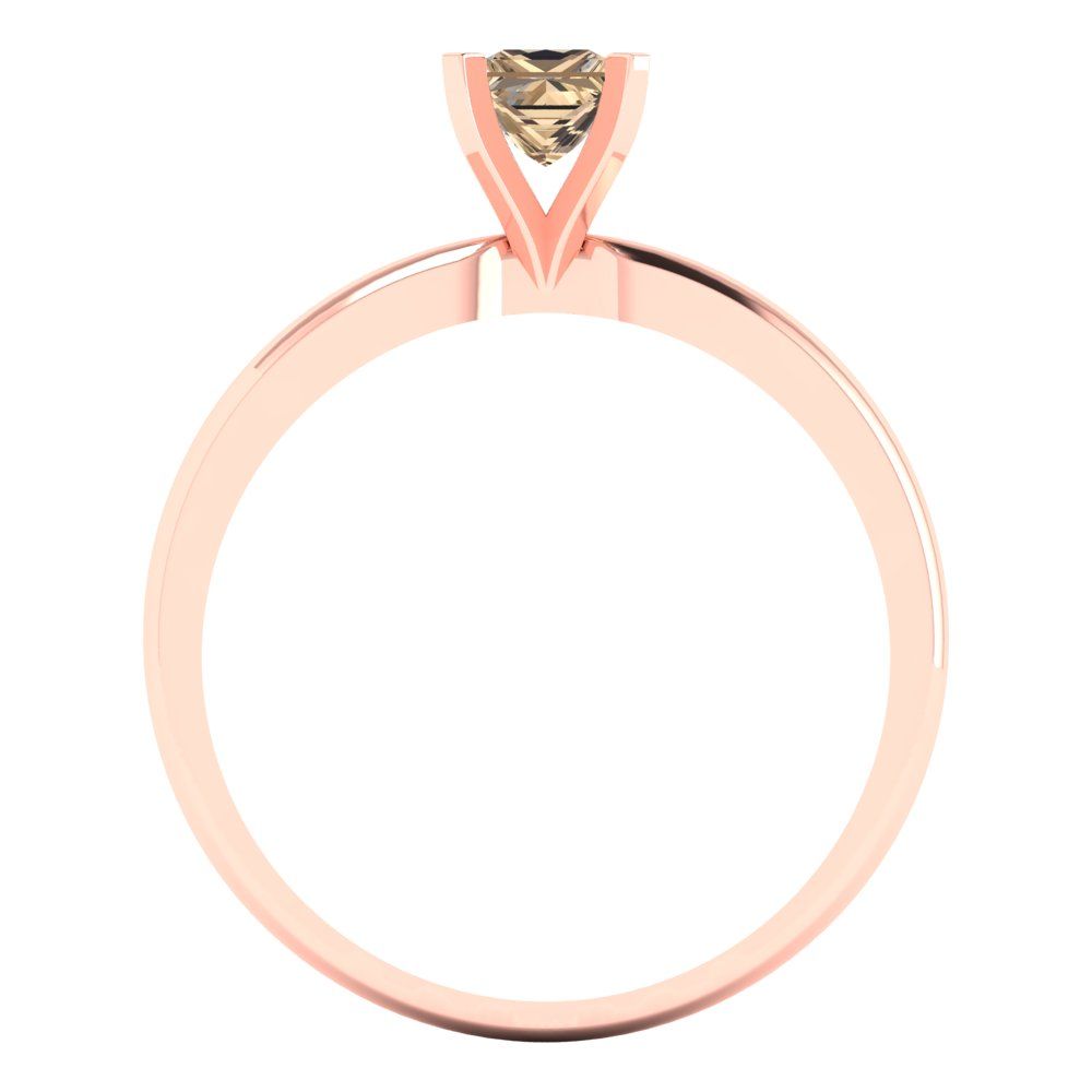 0.5 cttw Yellow Moissanite Solitaire  Engagement Ring - Solid Rose Gold (VVS1, Princess Cut,4.5mm)