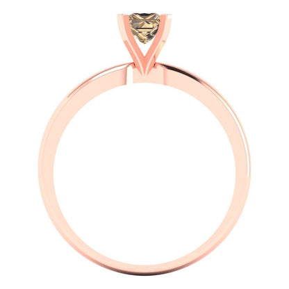 0.5 cttw Yellow Moissanite Solitaire  Engagement Ring - Solid Rose Gold (VVS1, Princess Cut,4.5mm)