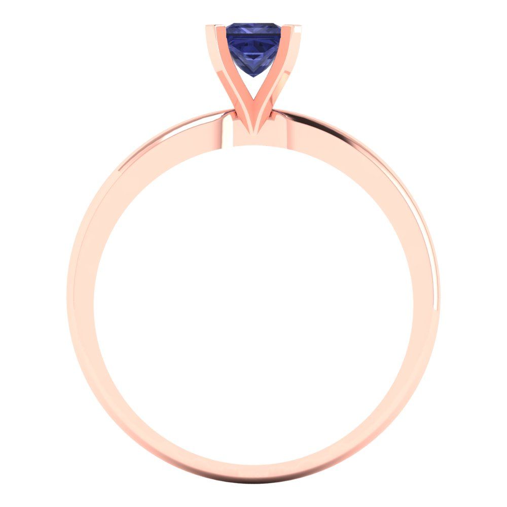0.5 cttw Simulated Tanzanite Solitaire  Engagement Ring - Solid Gold (Princess Cut,4.5mm)