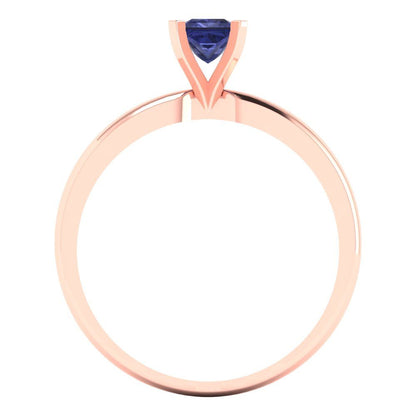 0.5 cttw Simulated Tanzanite Solitaire  Engagement Ring - Solid Gold (Princess Cut,4.5mm)