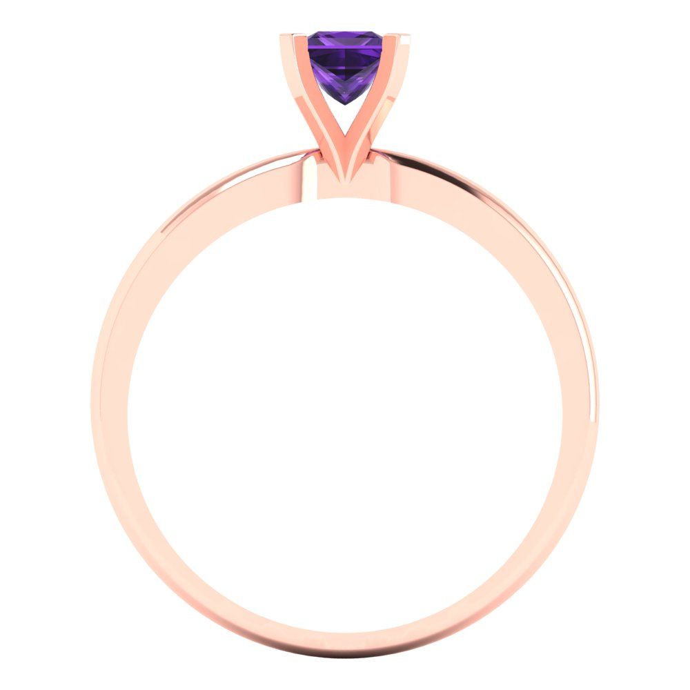 0.5 cttw Natural Amethyst Solitaire  Engagement Ring - Solid Gold (Princess Cut,4.5mm)