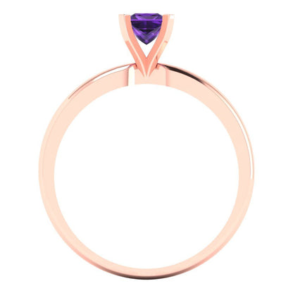 0.5 cttw Natural Amethyst Solitaire  Engagement Ring - Solid Gold (Princess Cut,4.5mm)