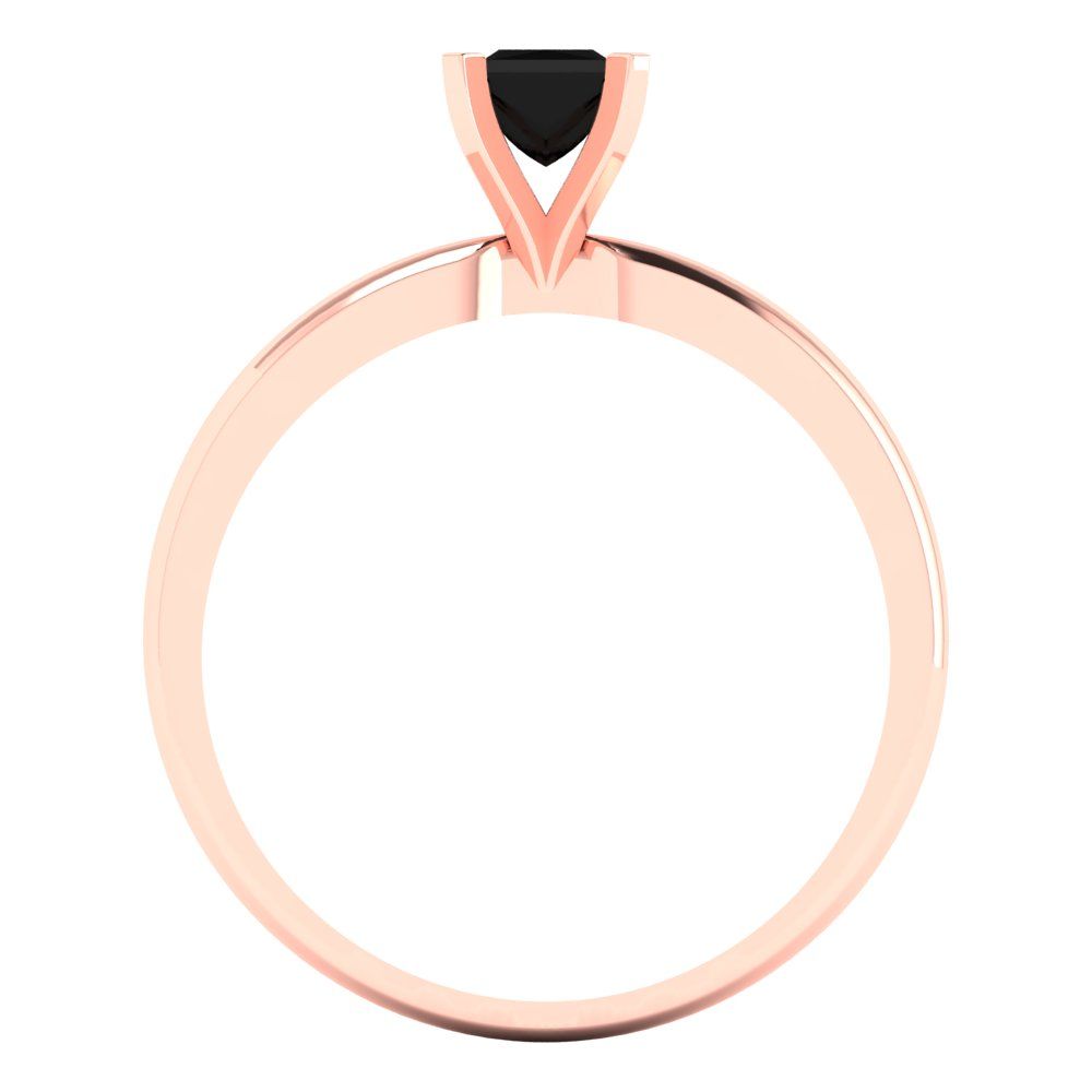 0.5 cttw Natural Onyx Solitaire  Engagement Ring - Solid Rose Gold (VVS1, Princess Cut,4.5mm)