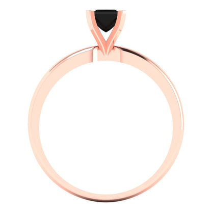 0.5 cttw Natural Onyx Solitaire  Engagement Ring - Solid Rose Gold (VVS1, Princess Cut,4.5mm)