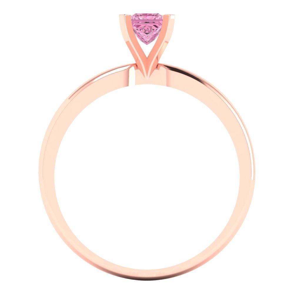 0.5 cttw Zirconia Simulated Pink Diamond Solitaire  Engagement Ring - Solid Gold (VVS1, Princess Cut,4.5mm)
