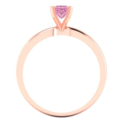 0.5 cttw Zirconia Simulated Pink Diamond Solitaire  Engagement Ring - Solid Gold (VVS1, Princess Cut,4.5mm)