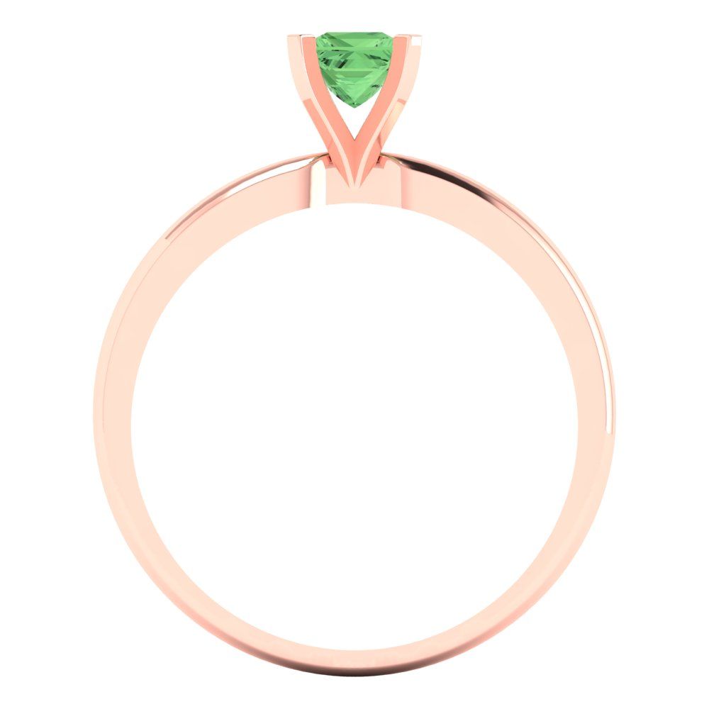 0.5 cttw Zirconia Simulated Green Diamond Solitaire  Engagement Ring - Solid Rose Gold (VVS1, Princess Cut,4.5mm)