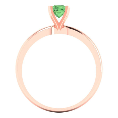 0.5 cttw Zirconia Simulated Green Diamond Solitaire  Engagement Ring - Solid Rose Gold (VVS1, Princess Cut,4.5mm)