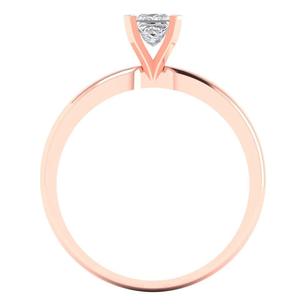 0.5 cttw Moissanite Solitaire  Engagement Ring - Solid Rose Gold (VVS1, Princess Cut,4.5mm)