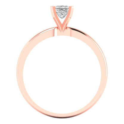 0.5 cttw Moissanite Solitaire  Engagement Ring - Solid Rose Gold (VVS1, Princess Cut,4.5mm)