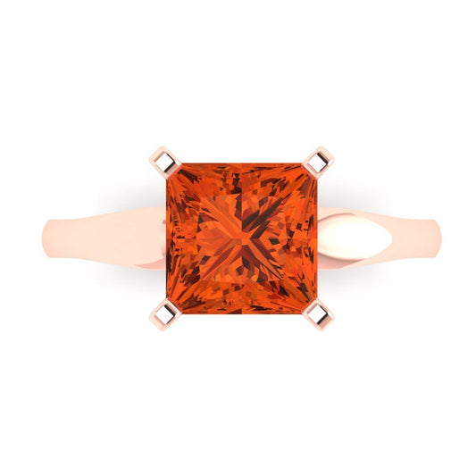 2.5 cttw Zirconia Simulated Red Diamond Solitaire  Engagement Ring - Solid Rose Gold (VVS1, Princess Cut,7.5mm)