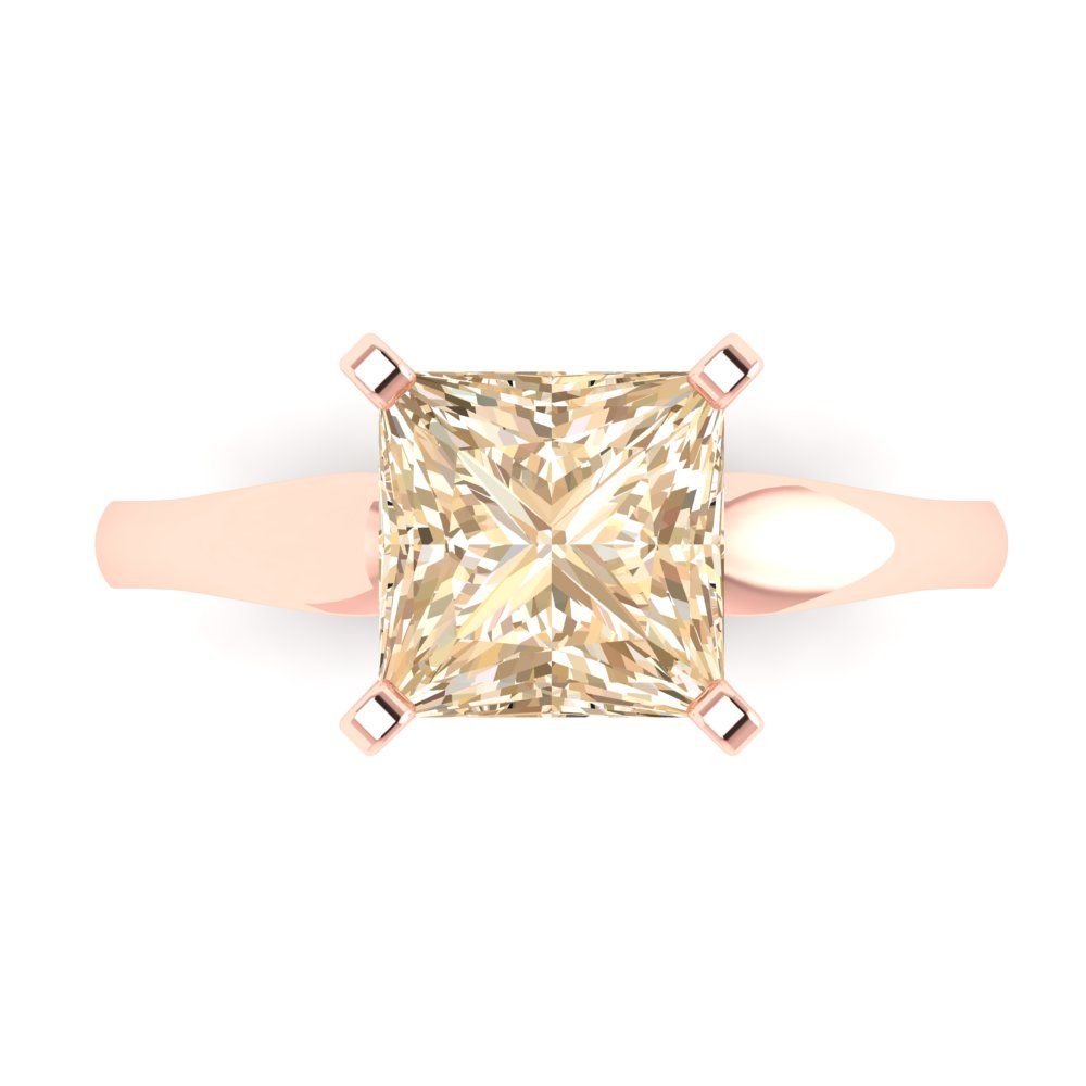 2.5 cttw Natural Morganite Solitaire  Engagement Ring - Solid Gold (Princess Cut,7.5mm)