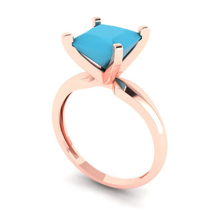 2.5 cttw Simulated Turquoise Solitaire  Engagement Ring - Solid Gold (Princess Cut,7.5mm)