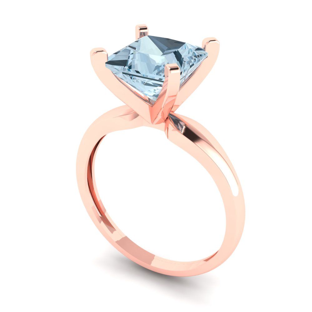 2.5 cttw Natural Sky Blue Topaz Solitaire  Engagement Ring - Solid Gold (Princess Cut,7.5mm)