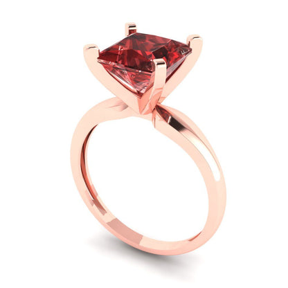 2.5 cttw Natural Garnet Solitaire  Engagement Ring - Solid Gold (Princess Cut,7.5mm)