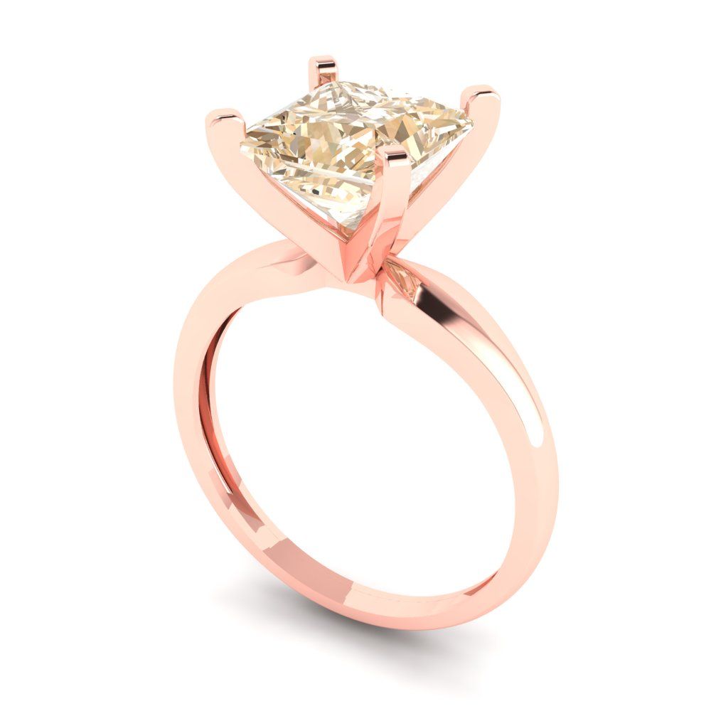 2.5 cttw Natural Morganite Solitaire  Engagement Ring - Solid Gold (Princess Cut,7.5mm)