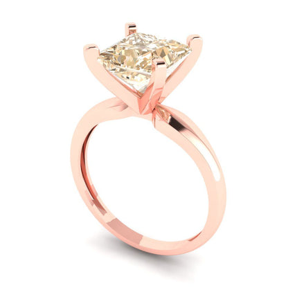 2.5 cttw Natural Morganite Solitaire  Engagement Ring - Solid Gold (Princess Cut,7.5mm)